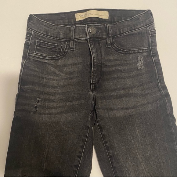 Gap 1969 Inner Cozy Leggings JeansWomen's 26/2 Reg Black Frayed Hem Mid Rise - Picture 4 of 16